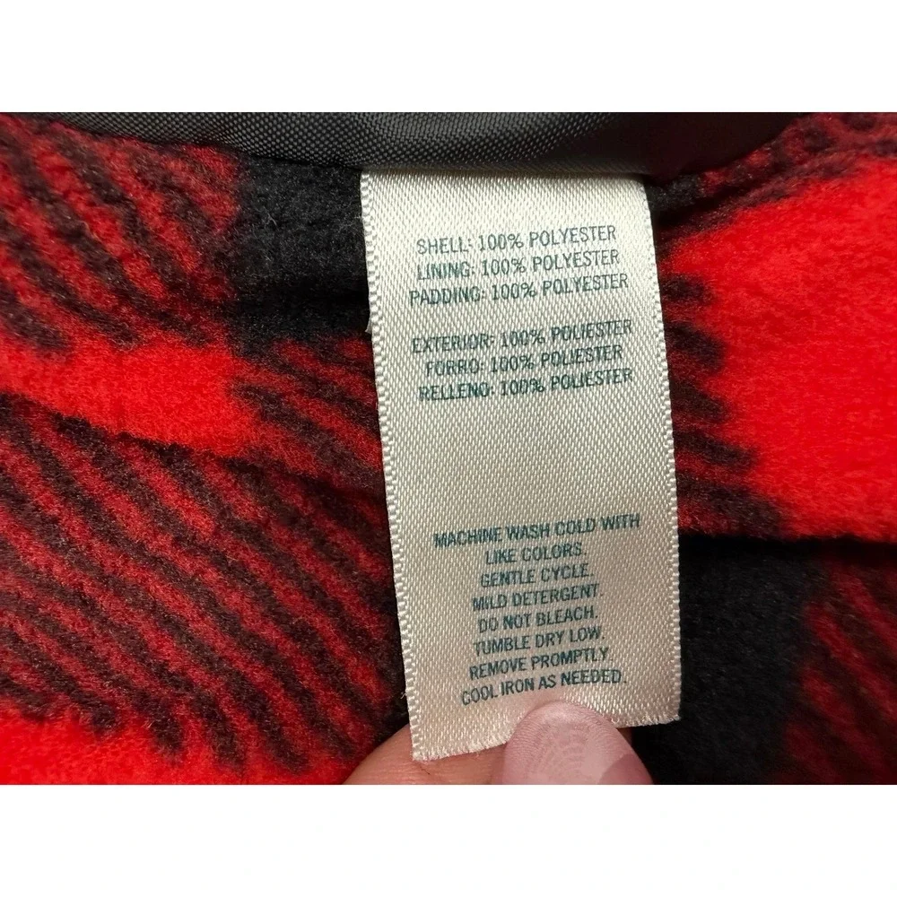 OshKosh B'gosh Toddler 18M Black Puffer Jacket Hooded Buffalo Plaid Lined